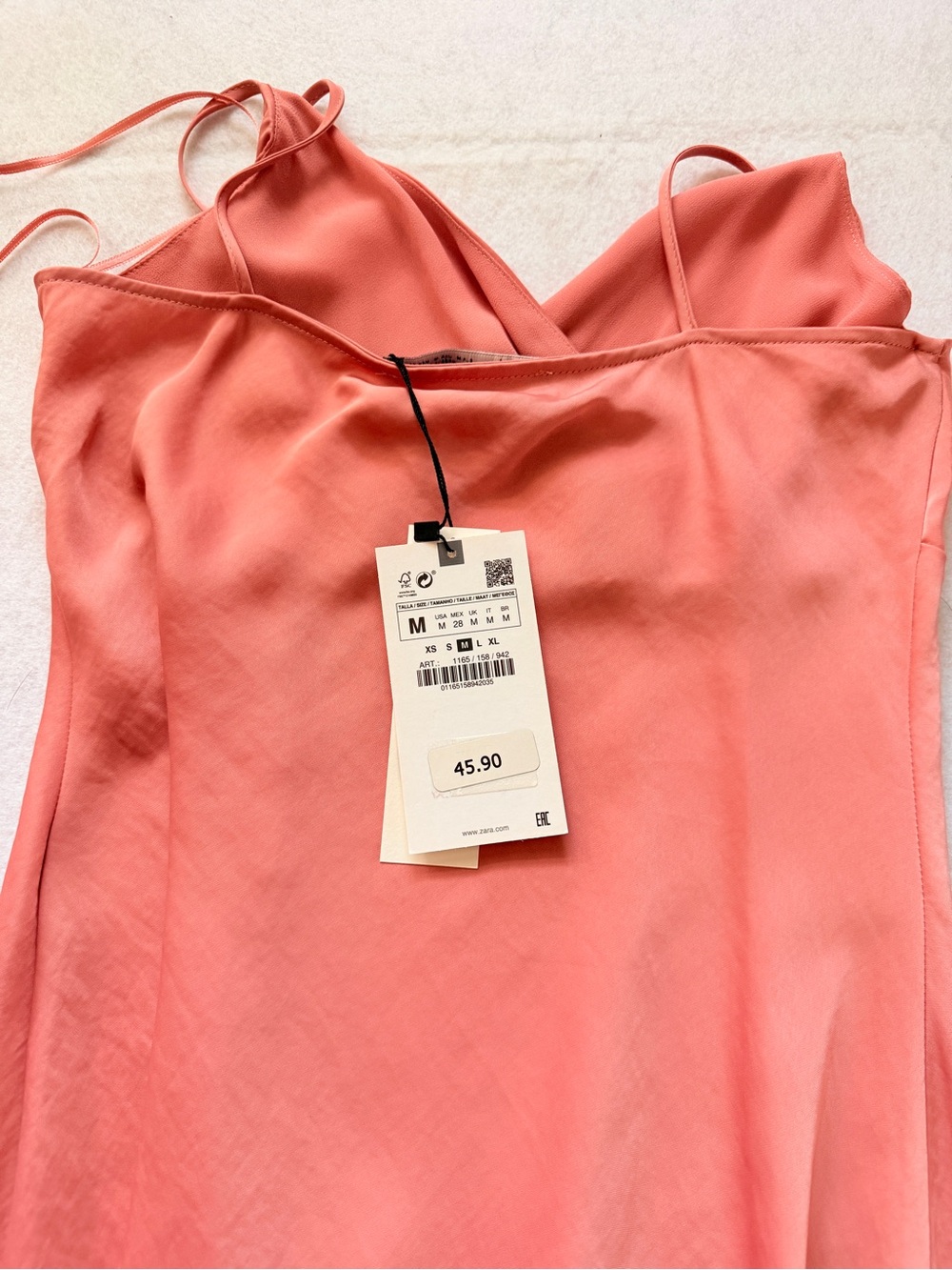 Zara NWT Rose Satin Wrap-Front Maxi Slip Dress Size Medium - Picture 14 of 14